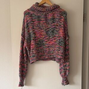Wild Fable Pink and Gray Knit Turtleneck Sweater